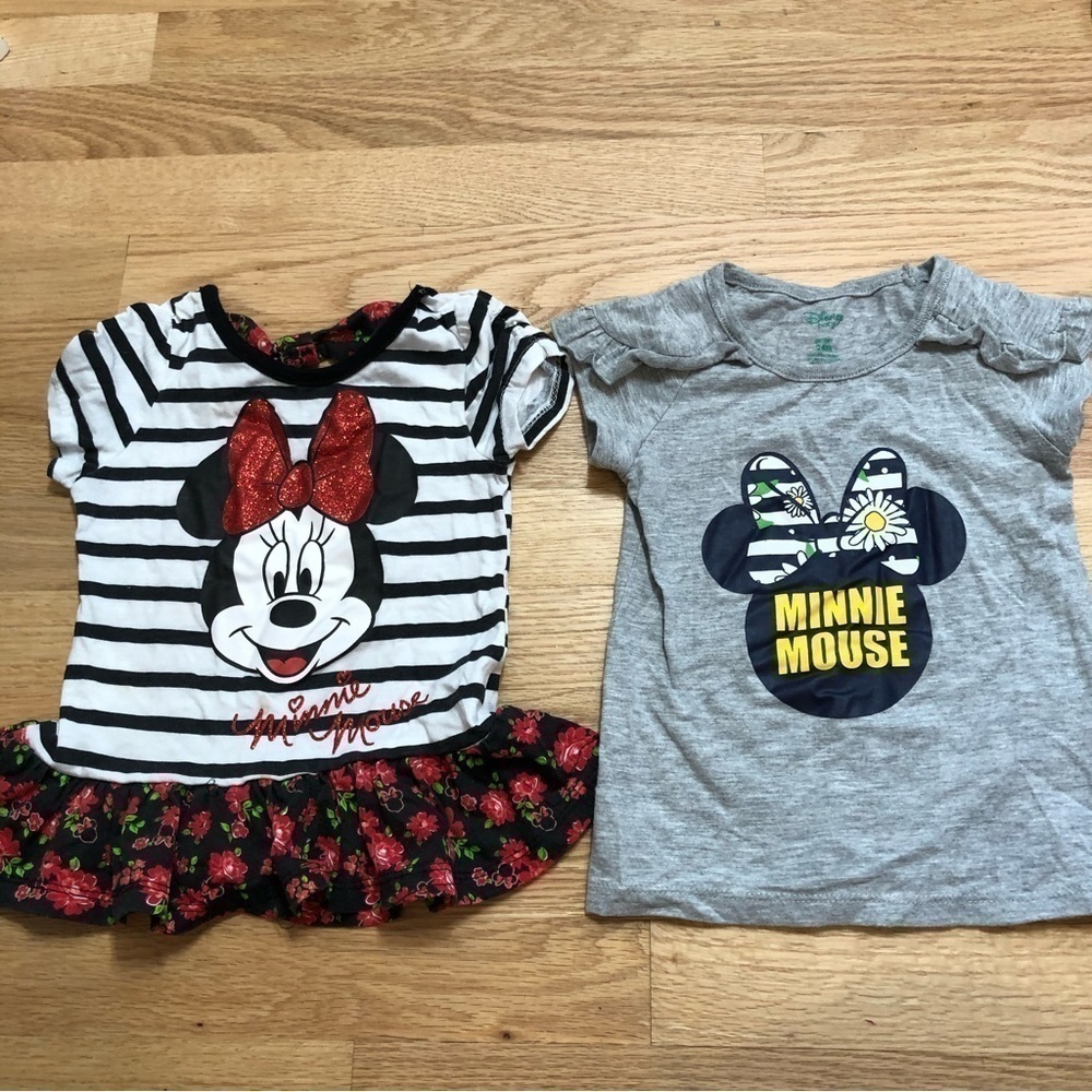 Minnie Mouse 2T Top Bundle Short Sleeve Shirt Girls Black Red Gray Yellow